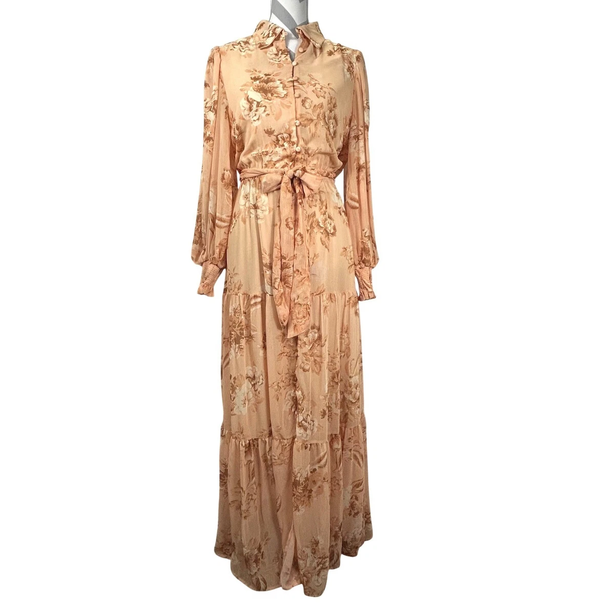 Chiffon Long Sleeve Floral Maxi Dresses for Women for sale | eBay