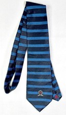 Vintage Tommy Hilfiger Men's Neck Tie Striped Black Blue Silk Made in USA 56"