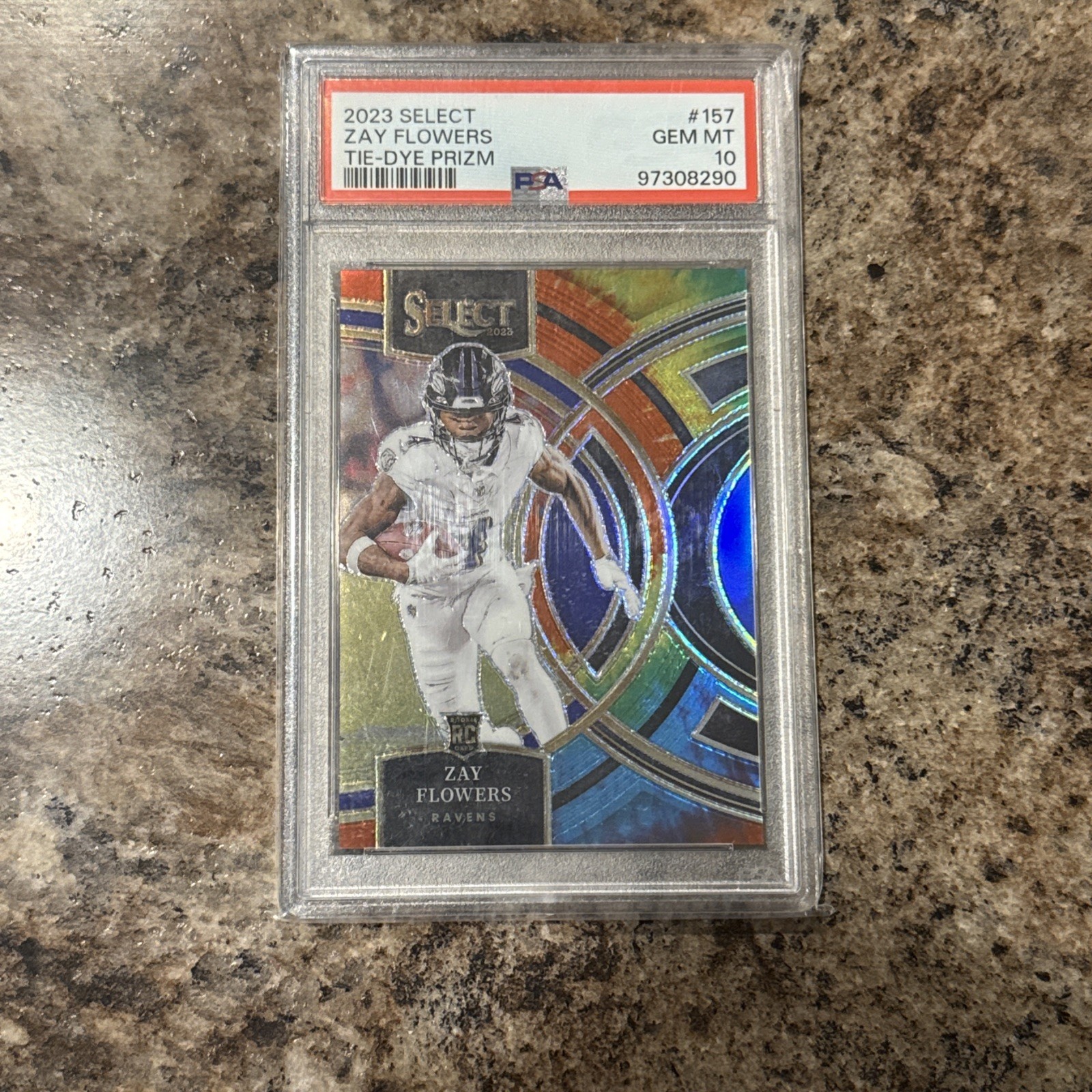 2023 Select Zay Flowers Tie-Dye Prizm #157 Rookie RC 17/25 PSA 10 GEM MINT SSP!