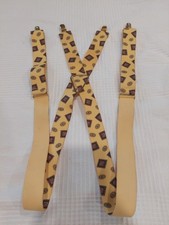 VTG CAS GERMANY Elastic Clip-On 1.25" Suspenders goldtone clips Yellow Medalions