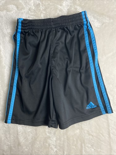 Boys Kids Adidas Shorts Black/Light Blue Size 7 - Picture 1 of 6