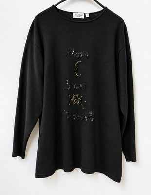 Fair Lady Vintage Sequin Beaded Moon Stars Knit Sweater Size 50 Wool