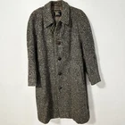 Vintage Burberrys' Handwoven Irish Tweed Overcoat Men's Gray Flecked Button Coat