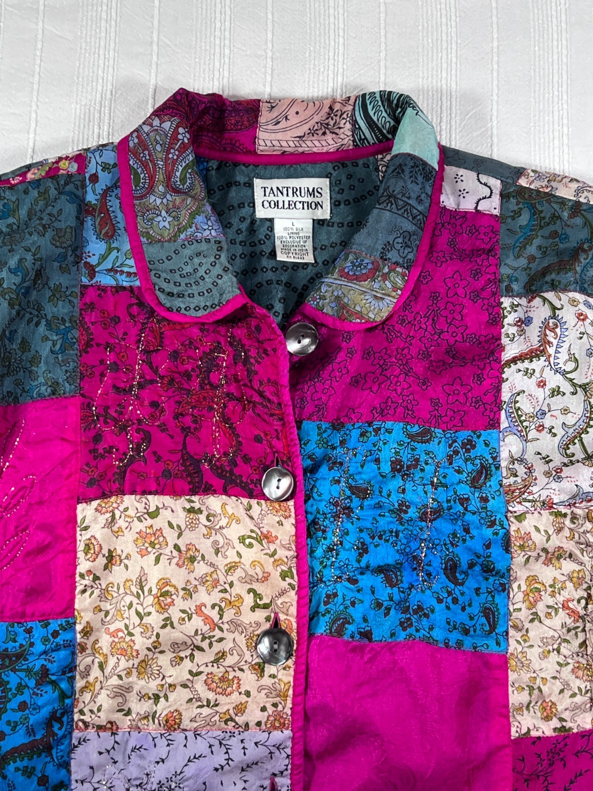 Tantrums Collection Patchwork Silk Jacket Boho Hi… - image 3