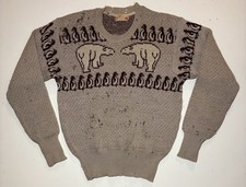 VTG 40s 50s Jantzen Wool Knit Sweater Size 42 Polar Bears Penguins Holiday XMAS