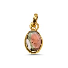 Pendentif pierre précieuse tourmaline bio taille rose naturelle argent sterli...