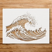 Ocean Wave Pattern Wall Art Reusable Plastic Stencil Physical Product - Stenc
