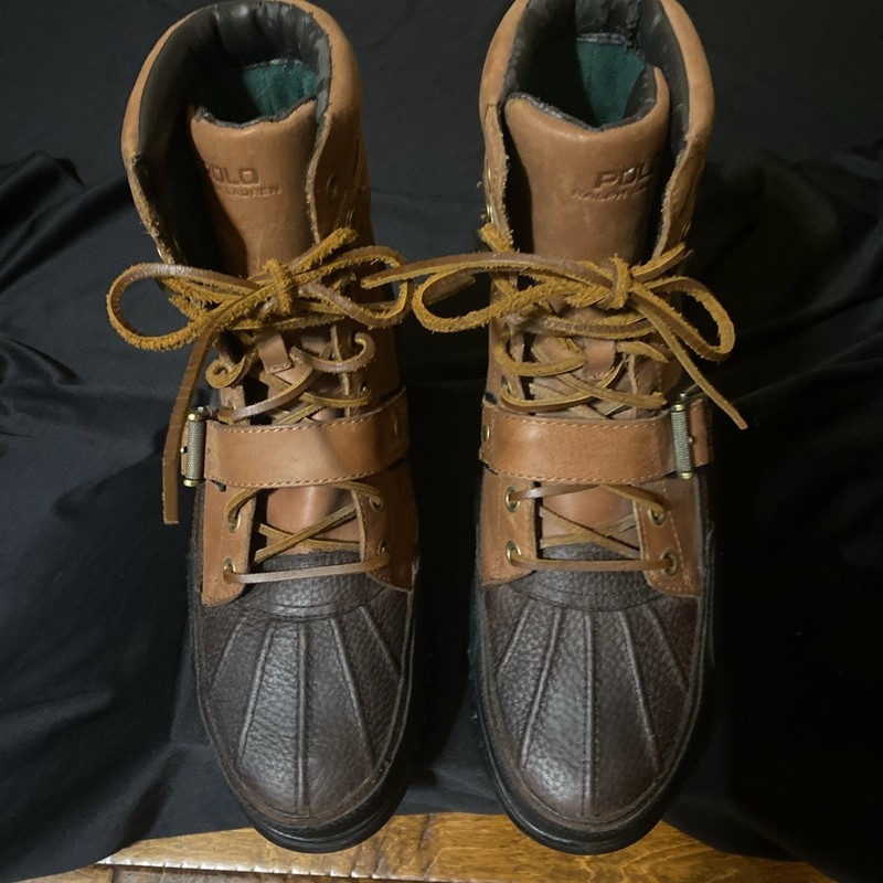 Ralph Lauren Polo Men Boots Size 10 1/2  Above The Ankle Color Tan Leather.
