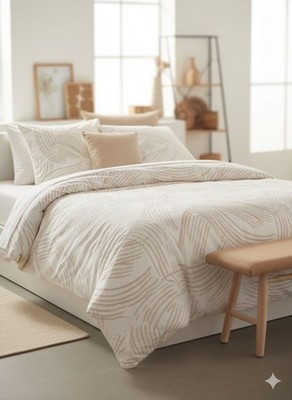 Premium!!! 200x220cm 3 Teilig Bettwäsche 100% Baumwolle Creme