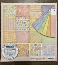 Basic Grey *OH BABY! GIRL* 12x12 Paper Collection Pack LOT *25 Sheets +EXTRAS*