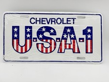 Vtg Chevrolet Chevy Dealer Usa 1 Stars Stripes License Plate Embossed