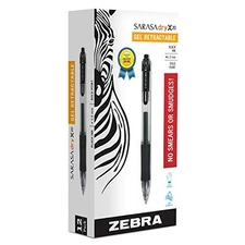 Zebra Pen Sarasa Dry X20 Retractable Gel Pen, Bold Point, 1.0mm, Black Ink,