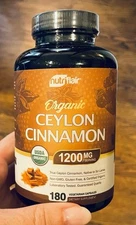 BIG Nutriflair  Organic Ceylon Cinnamon Capsules - 1200mg, 180 Count ex 2028