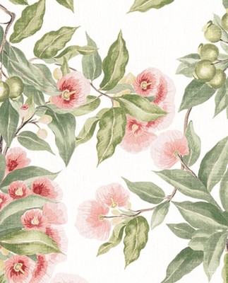 Anna French/Thibaut Gardinenstoff 'CAMELLIA GARDEN' 3,8 Meter Koralle 100% Leinen