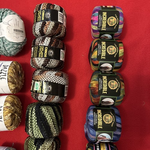 35Pcs Lot Lion Brand Ribbon Yarn, Caron, Tahki, Barroco, Eros, Rondo, Etc. - Picture 7 of 11
