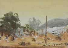 Pietro Annigoni (Milano 1910 - Firenze 1988) Paesaggio splendido OLIO cm 7x9