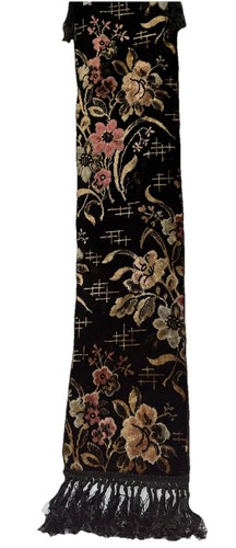 Antique French Silk Floral Velvet Scroll Work Table Runner 35” X 8 1/2” - Picture 9 of 10