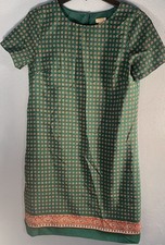 J.CREW Green Patterned Shift Dress Short Sleeve Patterned Hem