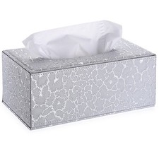 Rectangle Tissue Box Cover with Magnetic Bottom,Whaterproof,Silver