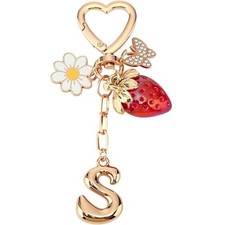 Qiansail Initial Bag Charms for Women Gold Letter Keychain with Gold-s