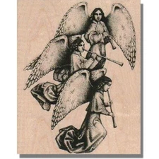 Mounted Rubber Stamp, 3 Angels, Christmas Stamp, Angel,Xmas,Holiday,Heaven,Wings