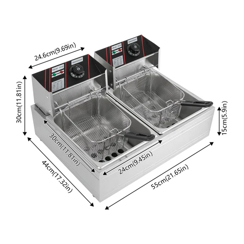 12L Gastro Friteuse Edelstahl Elektro Fritöse Doppel Fritoese mit Frittier 5000W - Bild 10 von 24