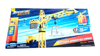 Adventure Force Light & Sound 13-Piece Battery-Operated Crane Playset Yellow
