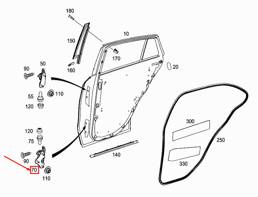 MERCEDES-BENZ GLE Coupe C292 Rear Right Lower Door Hinge A2927300437
