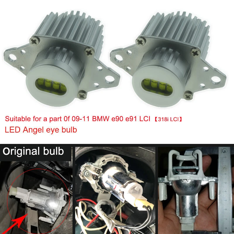 2x E90 E91 LCI 2008-2011 LED Angel Eyes Halo Ring Bulbs Kit 80W All-in-one White - Image 3 of 4