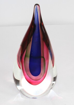Modern Art Glass Paperweight Tear Drop Shape Glass Paperweight Thick Heavy Glass