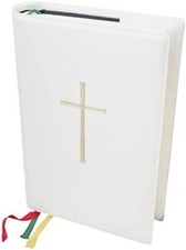 Bibelh&uuml;lle Gotteslob Steckh&uuml;lle wei&szlig; mit Kreuz 19 x 13 cm