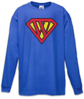 Super W Kinder Langarm T-Shirt Buchstabe Vatertag Muttertag Comic Geschenkidee