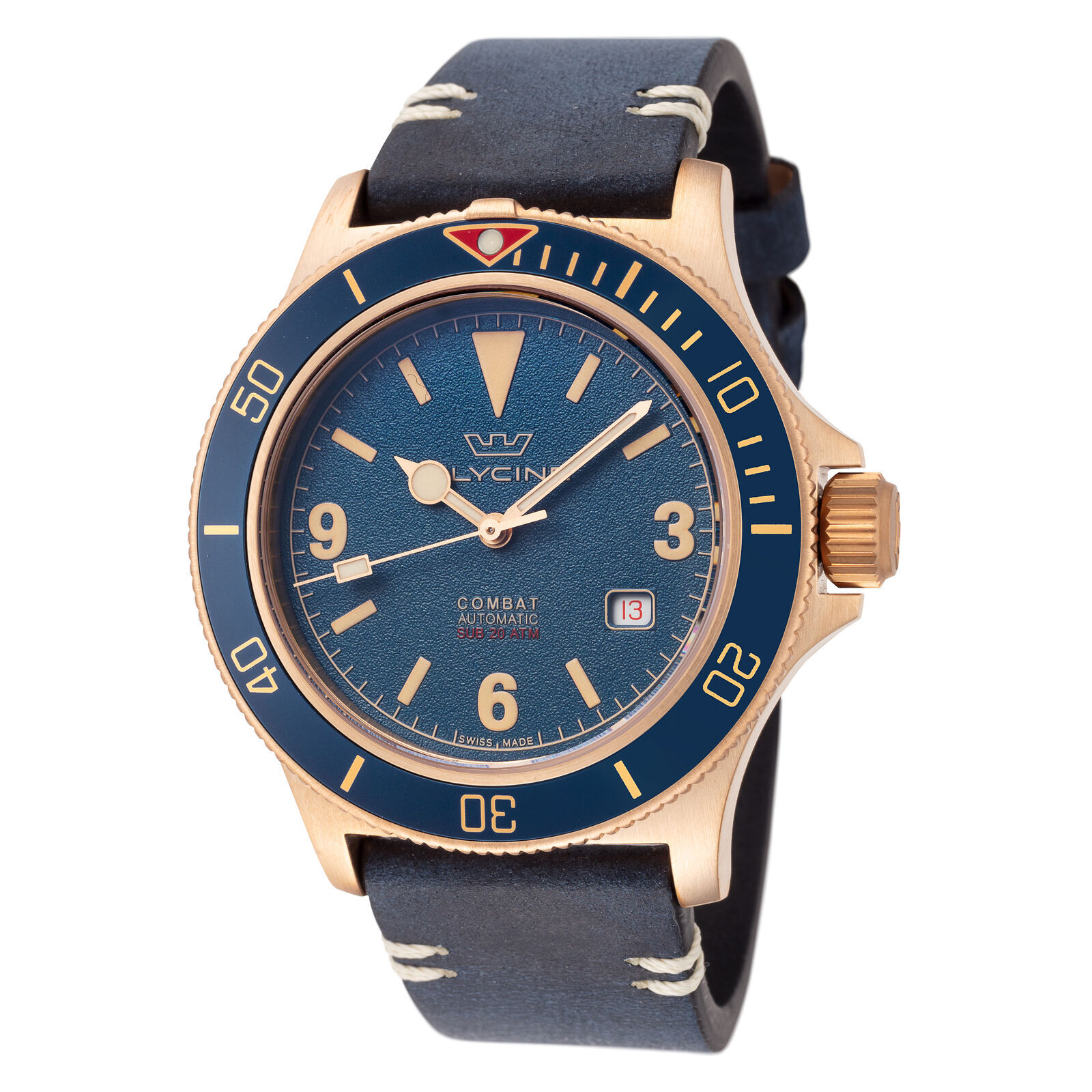 Glycine Men's GL0266 Combat Sub Vintage 42 mm Bronze Dark Blue