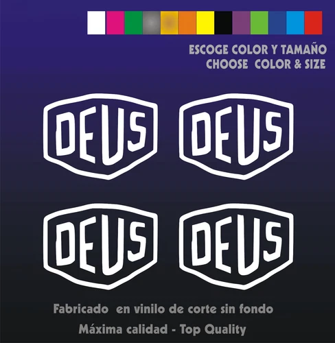 4 x Vinyl Sticker - DEUS - Vinyl Sticker DESING - Motorcycle - Custom