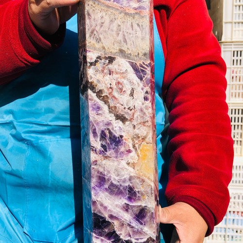 15.84LB Natural Dream Amethyst Obelisk Quartz Tower Crystal Wand Point Healing - Picture 8 of 16