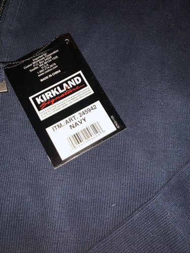 Men’s Kirkland Signature Pullover Top Size M Long Sleeve Dark Blue Nwt - Picture 2 of 4