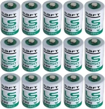 SAFT (15-Pack) LS14250 C 3.6v 1/2 AA Lithium Battery 1200mAh for SAFT LS 14250