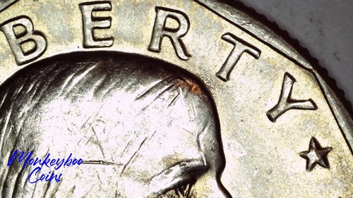 1979 D Susan B. Anthony Dollar - Strike Through & Heavy Abrasion - Mint Error - Picture 3 of 13