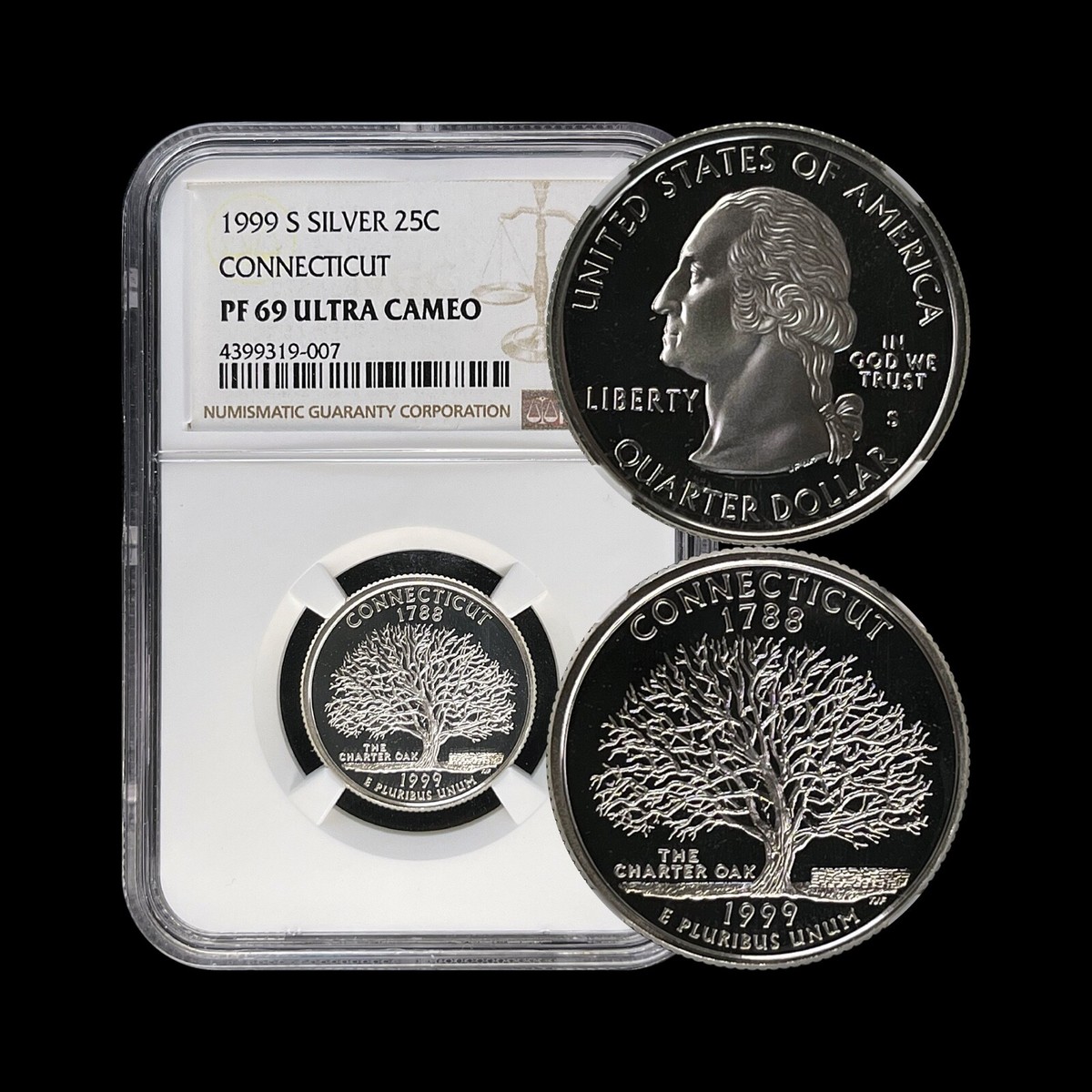 UNITED STATES. 1999, 25 Cents, Silver - NGC PF69 - Connecticut