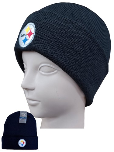STEELERS BEANIE BLACK BEANIE LONG CUFF NFL LICENSED WARM KNIT HAT REEBOK - Picture 3 of 3
