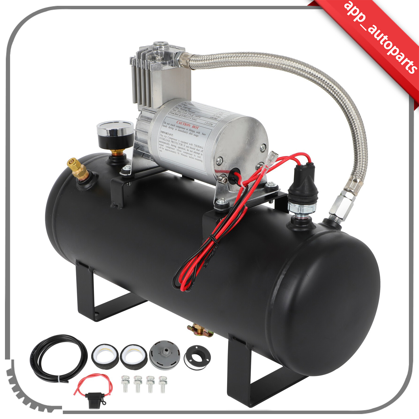 1.5 Gal Air Tank 150 Psi Horn Compressor Onboard System Kit For Train Horn 12V