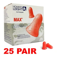 Honeywell Howard Leight MAX-1 Uncorded Foam Earplugs (25 Pair)