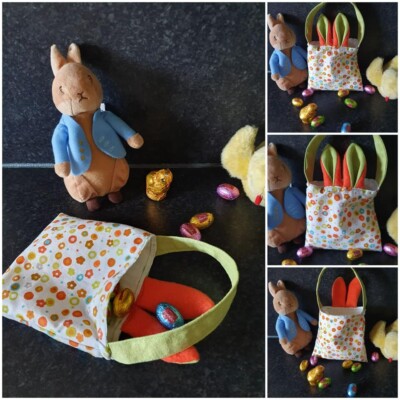 Osterhase Blumen Wende Eiersuche Leckerli Tasche, Handarbeit in Berks UK