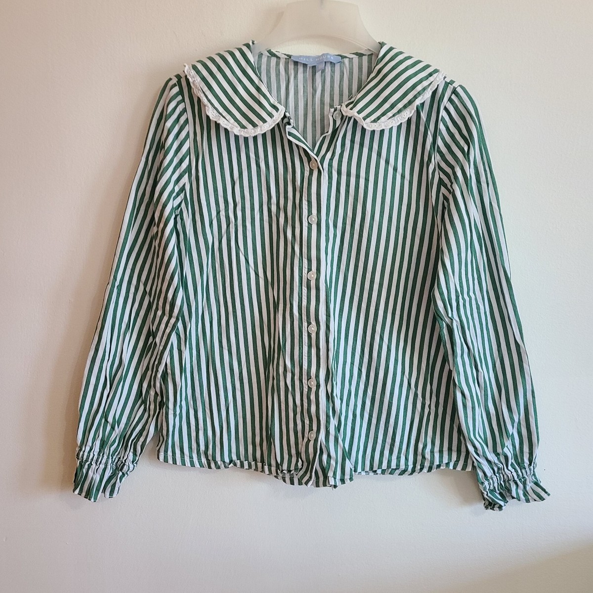 Hill House Home Women's Cypress Pajama Top Green Striped