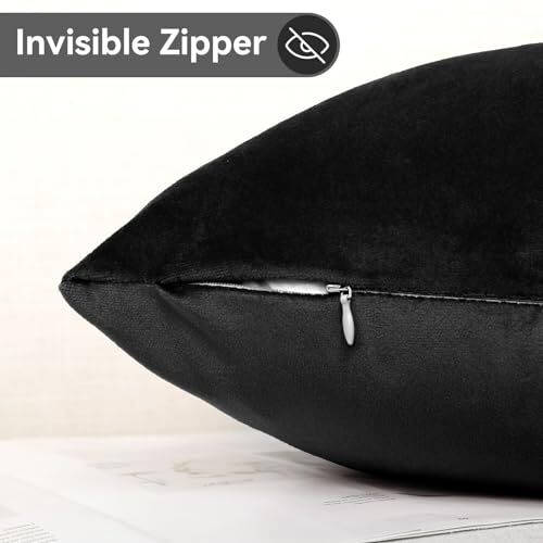 2 Pack Soft Velvet Solid Decorative Square Throw 18*18inch - Pack of 2 Black - Picture 6 of 6