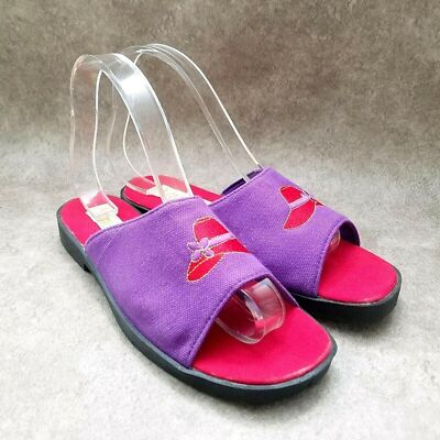 Amanda Womens Gypsy Red Hat  Sz 8 M Purple Textile Slide Sandals Flats