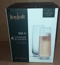 Glasses JoyJolt Milo Stemless Champagne Contemporary Design Set of 4 NIB