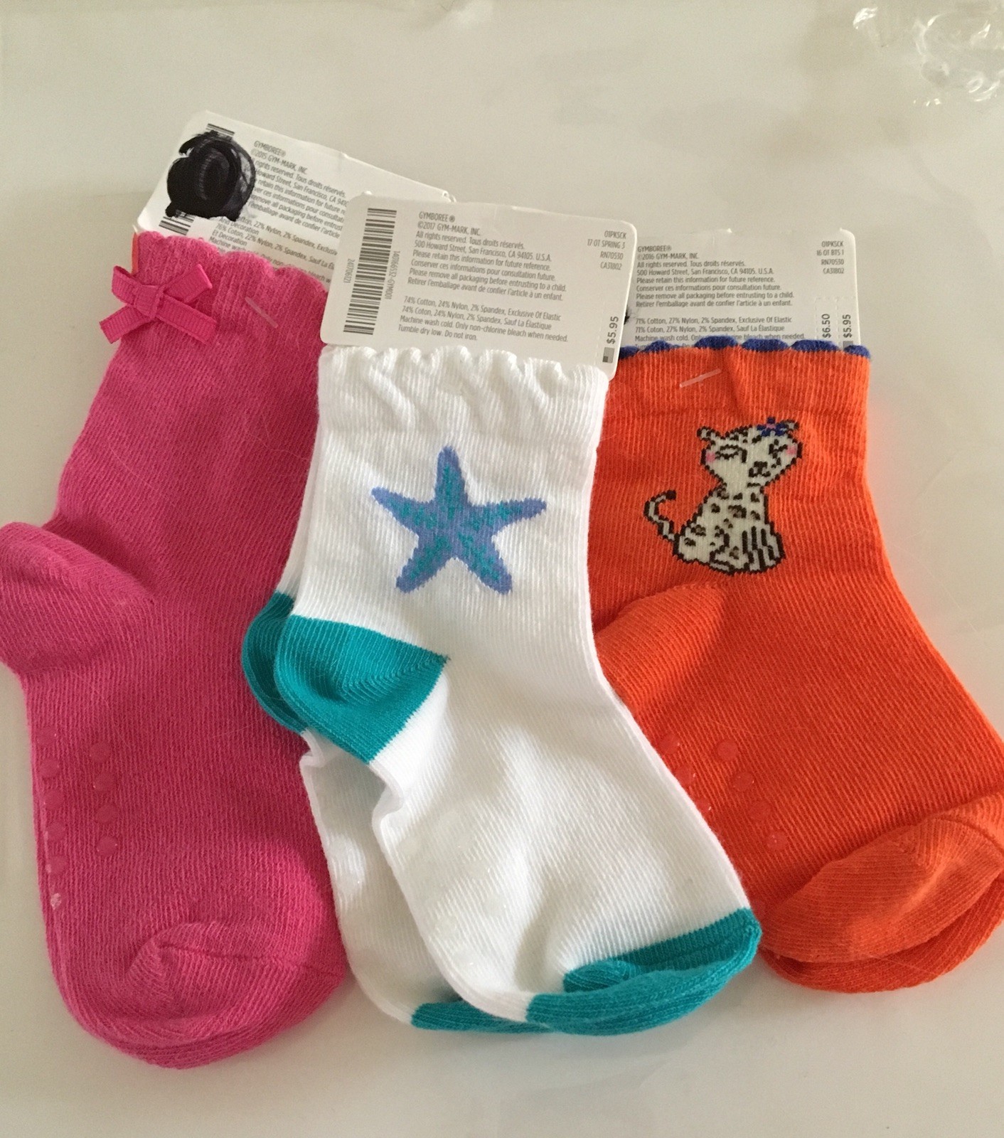 Gymboree 3 Pair Lot Girls Socks Size 12-24 Months Pink Bow Leopard ...