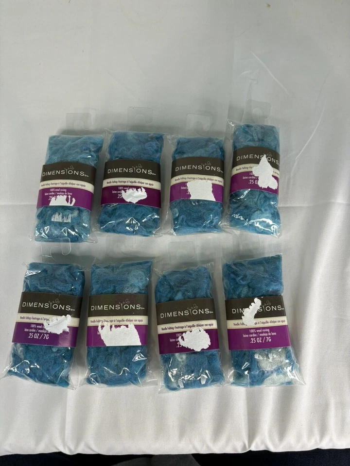 8 Turquoise Curly Roving Felting 100 percent Wool Dimensions Needle .25 ounces - Image 2 of 4