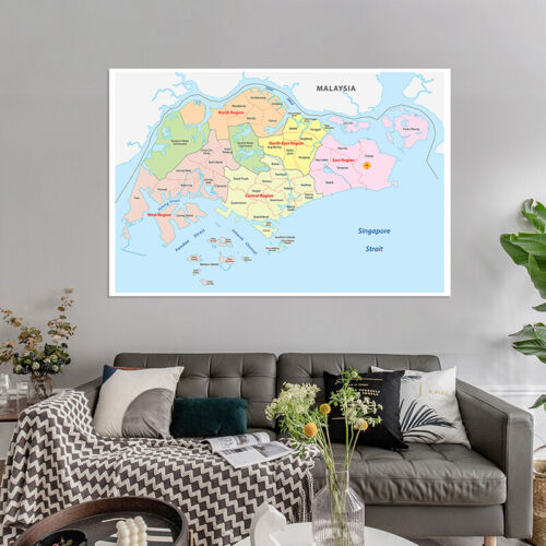 5x3ft 7x5ft Singapore Administrative Maps Backdrops Vinyl Art Poster Home Decor - Picture 1 of 21
